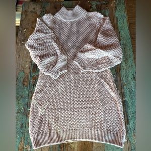 SALE! NWOT Womens Harper Sweater Dress 3/4 length bubble sleeve cowl Tan Sz L